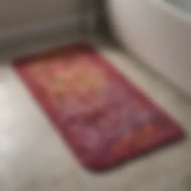 Variety of colorful bathroom mats displayed together