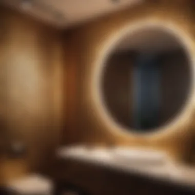 Finished wallpapered bathroom wall