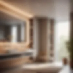 A minimalist bathroom with sleek floating shelves