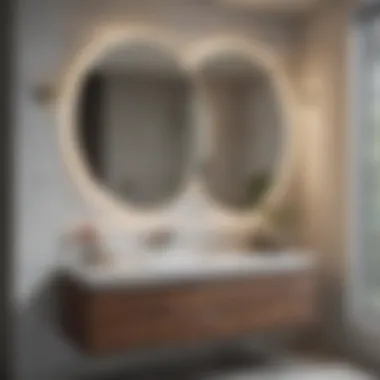 Elegant single sink floating vanity with LED lighting in contemporary bathroom