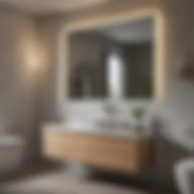 Minimalist single sink floating vanity with integrated storage in chic bathroom