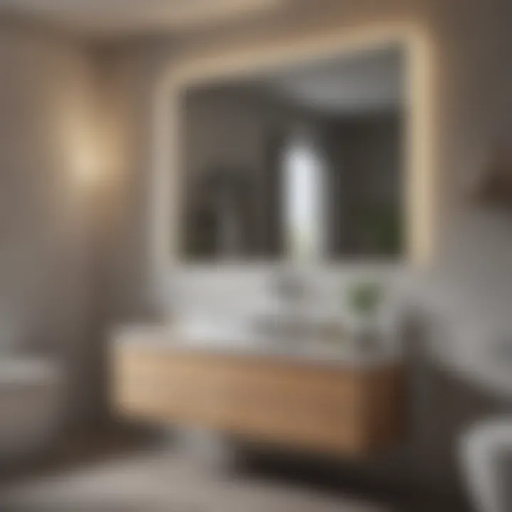 Minimalist single sink floating vanity with integrated storage in chic bathroom