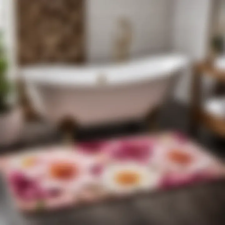 Opulent Floral Design Plush Bathroom Rug Collection