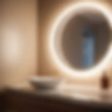 Precision Elegance: Vanity Mirror Lighting Close-up of a focused spotlight above a vanity mirror