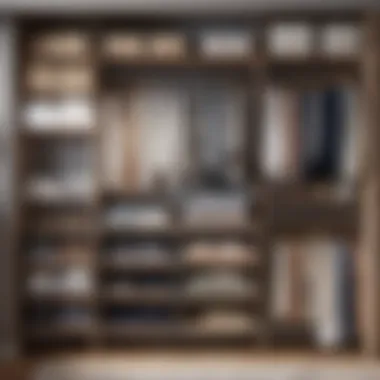 Efficient Closet Organization Solutions Closet shelves neatly arranged with various folded laundry organizers