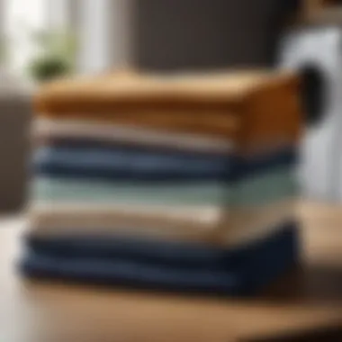 Luxurious Fabric Choices for Laundry Organization Close-up of high-quality fabric folded laundry organizers