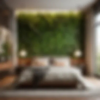 Fresh and Serene Bedroom Ambiance with Greenery Wall