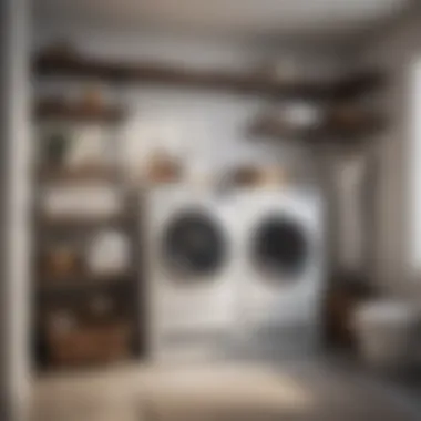 Elegant installation of laundry shelves with rods in a contemporary setting