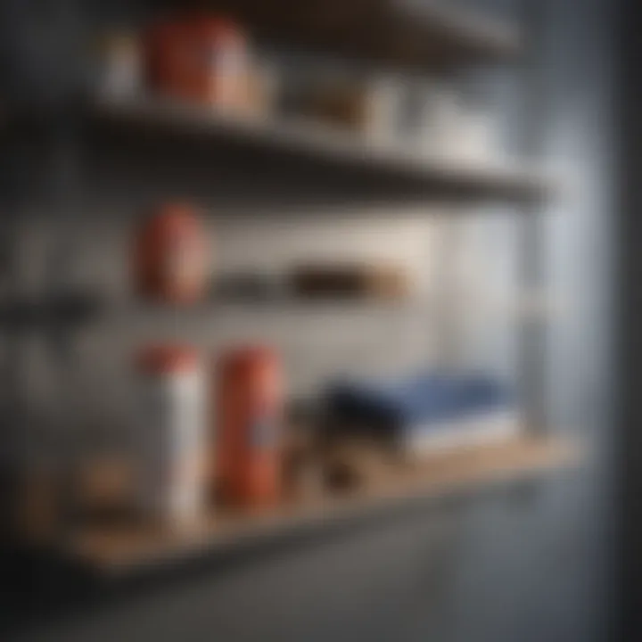 Close-up view of materials used for laundry shelf construction