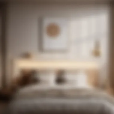 Sleek Simplicity Sleek drum light creating a cozy ambiance in a minimalist bedroom