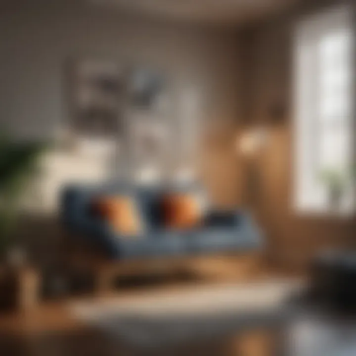 Stylish Futon Integration for Space Optimization Space-saving futon in stylish guest room decor