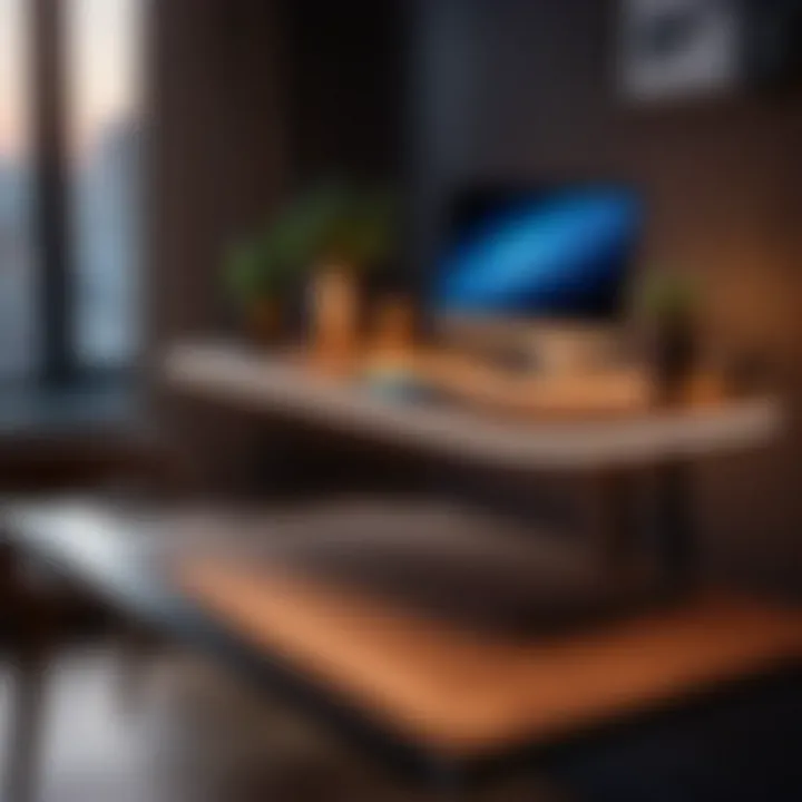 Wireless Charging Standing Desk Futuristic standing desk with integrated wireless charging