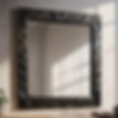 Geometric Frame Sleek Design Sleek black bedroom wall mirror with geometric frame