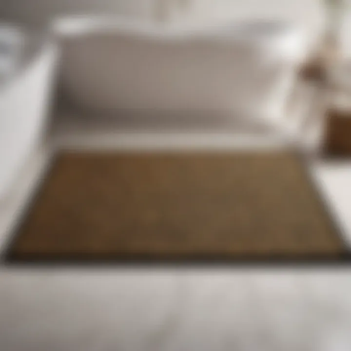 Ultra-thin bath mat with intricate geometric pattern accentuating bathroom decor