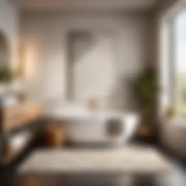 Geometric Harmony Bath Rug Abstract geometric pattern 60-inch long bath rug in a minimalist bathroom