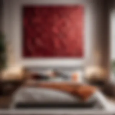 Red geometric pattern wall art bedroom