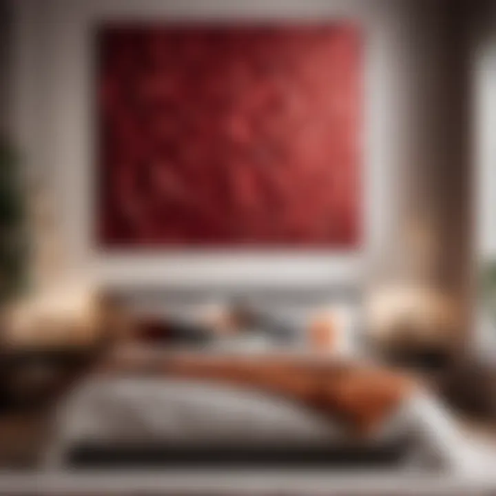 Red geometric pattern wall art bedroom