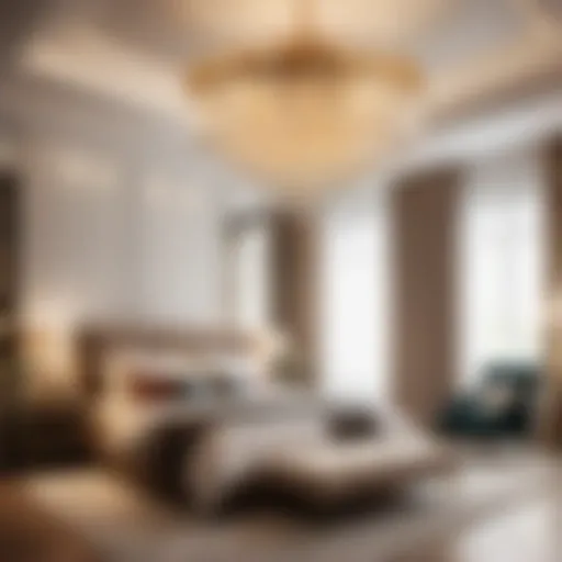Glamorous Crystal Chandelier in Luxurious Bedroom