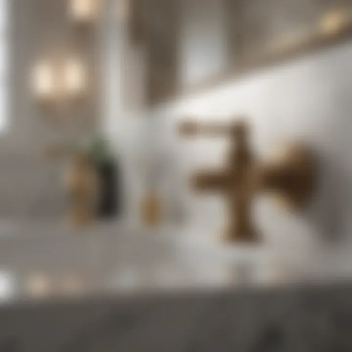 Gleaming brass fixtures adding a touch of sophistication to a modern bathroom