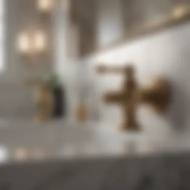 Sophisticated Brass Fixtures Gleaming brass fixtures adding a touch of sophistication to a modern bathroom
