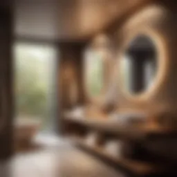 Glowing spotlight in a modern bathroom