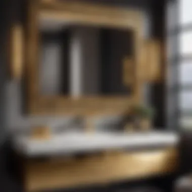 Luxurious gold accents on a single bathroom vanity set