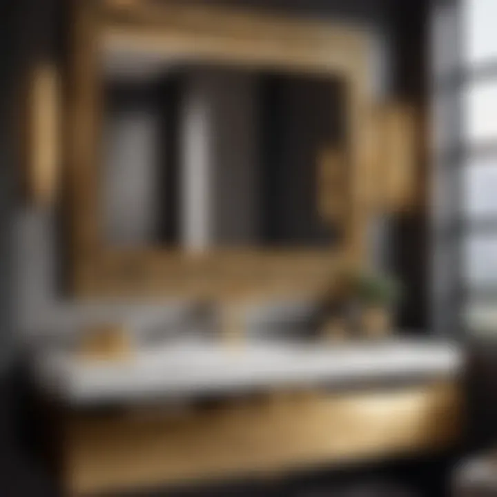 Luxurious gold accents on a single bathroom vanity set