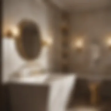 Harmonizing Gold Fixtures with Minimalist Aesthetics Elegant gold bath lights paired with minimalist decor