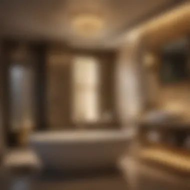 Creating a Spa Ambiance with Gold Lighting Gold light fixtures enhancing a spa-like bathroom ambiance