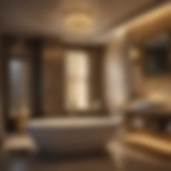 Creating a Spa Ambiance with Gold Lighting Gold light fixtures enhancing a spa-like bathroom ambiance