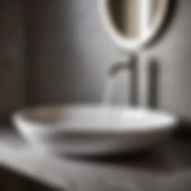 Gray drops forming in a sleek bathroom sink