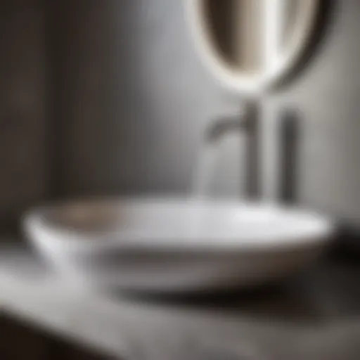 Sleek Bathroom Sink Intrigued by Gray Drops Gray drops forming in a sleek bathroom sink