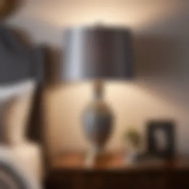 Vintage-inspired Grey Bedroom Lamp with Ornate Details
