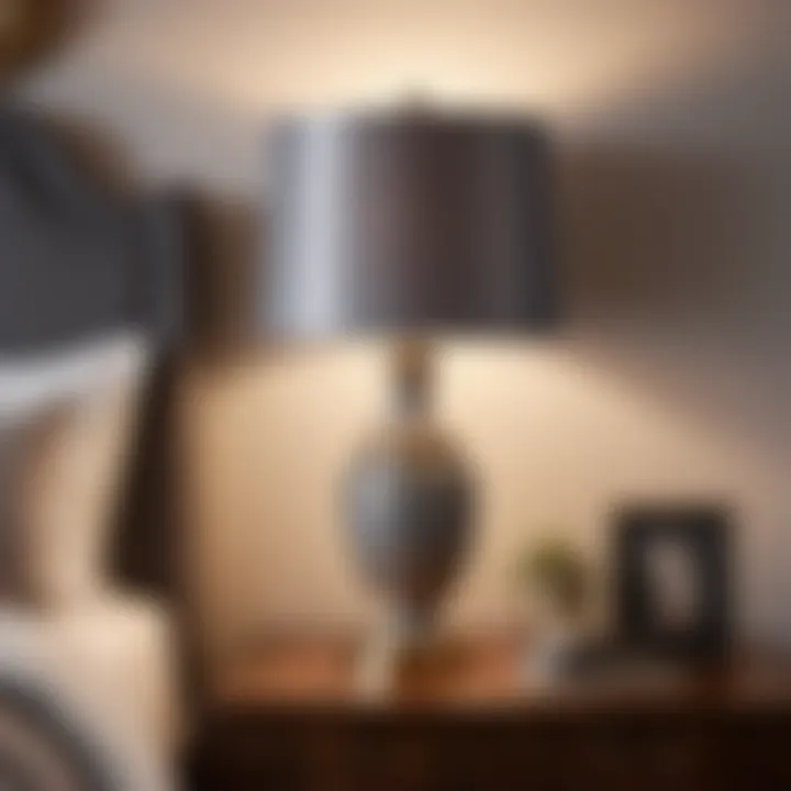 Vintage-inspired Grey Bedroom Lamp with Ornate Details