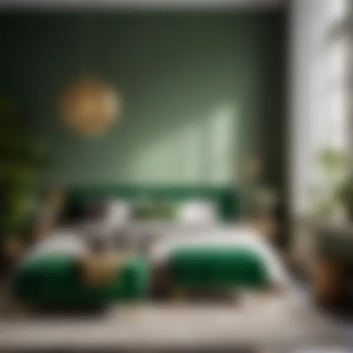Sophisticated Green Bedroom Bench in Scandinavian Inspired Decor Green Bedroom Bench in Elegant Scandinavian Design