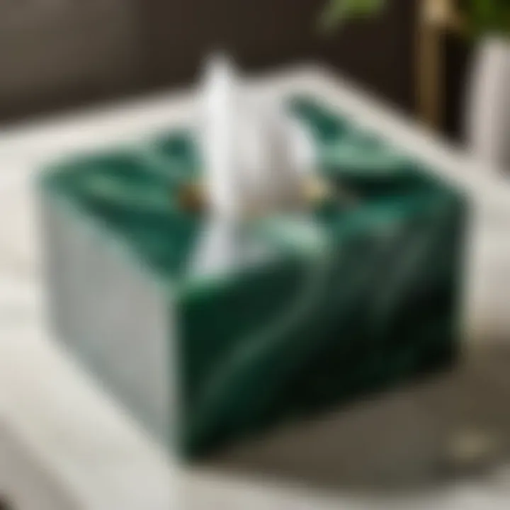 Chic Green Marble Tissue Box Cover