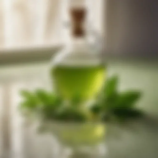 Green tea leaves and vinegar mixture for grout cleaning