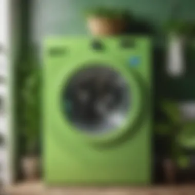 Green washing machine symbolizing sustainable laundry practices
