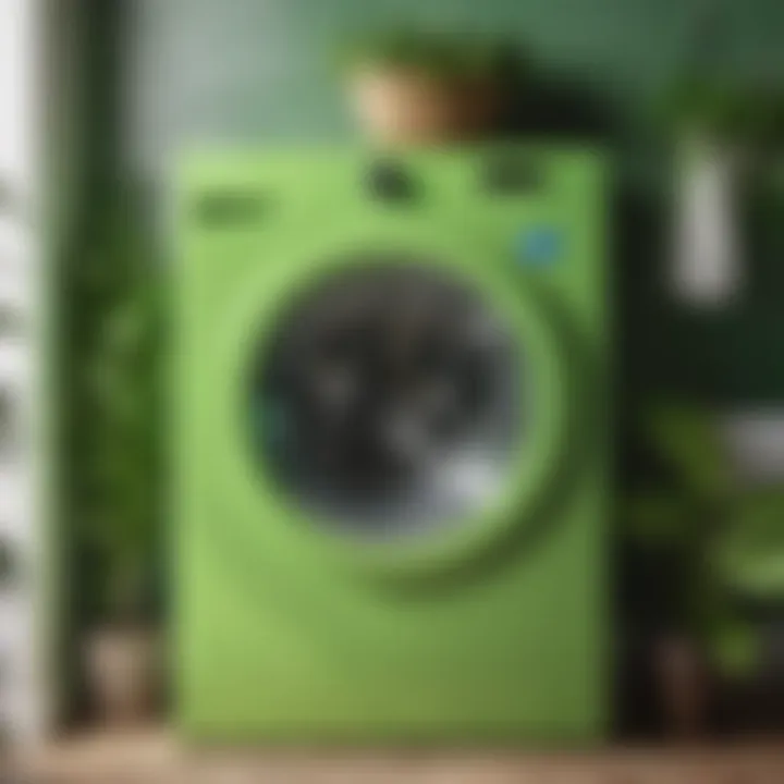 Green washing machine symbolizing sustainable laundry practices
