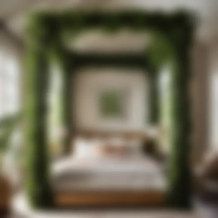 Canopy Bed with Lush Greenery Accents