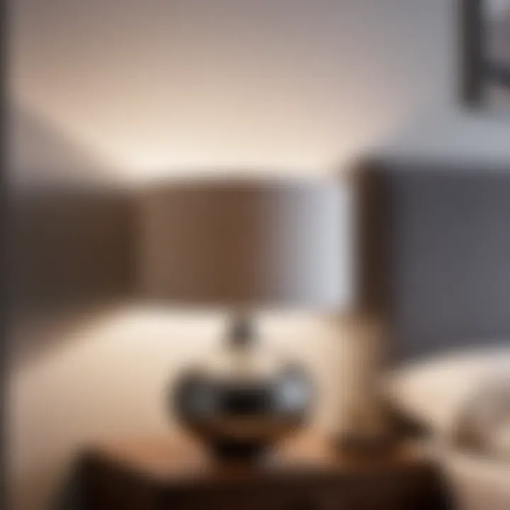 Grey Lamp Casting Soft Light in Stylish Bedroom