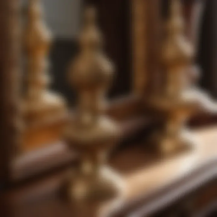 Handcrafted Finials on American Woodcrafters Heirloom Mirror