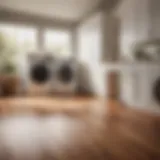 Hardwood flooring in laundry room with modern design