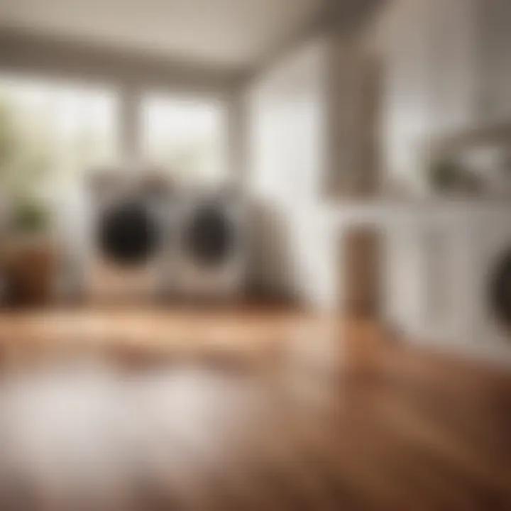 Modern Design with Hardwood Flooring Hardwood flooring in laundry room with modern design