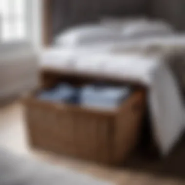 Elegant Space-Saving Solution Space-saving under bed laundry basket in elegant bedroom