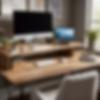 Streamlined Home Office Desk Setup Home office desk optimization with Bed Bath and Beyond risers