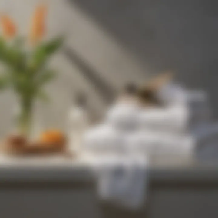 A beautifully arranged set of hummingbird bath towels on a bathroom shelf, enhancing the decor