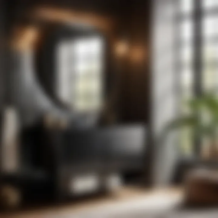 Modern black metal frame bathroom vanity