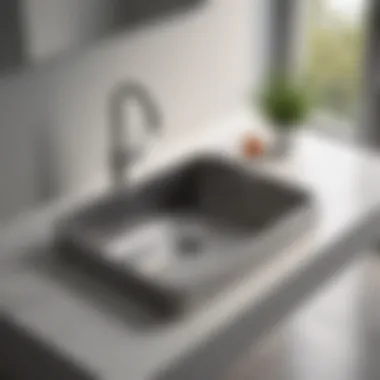 Sleek stainless steel small sink with contemporary faucet