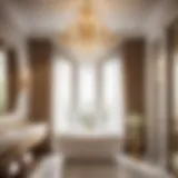 Elegance in Illumination Elegant crystal chandelier illuminating bathroom